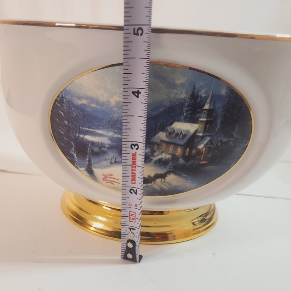 Thomas Kinkade Sunday Evening Sleigh Ride Porcelain Bowl Flower Vase - Picture 6 of 8